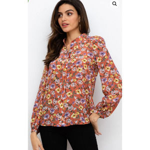 NWT Yumi Kim Back At It Silk Blouse In So Amazing Rust